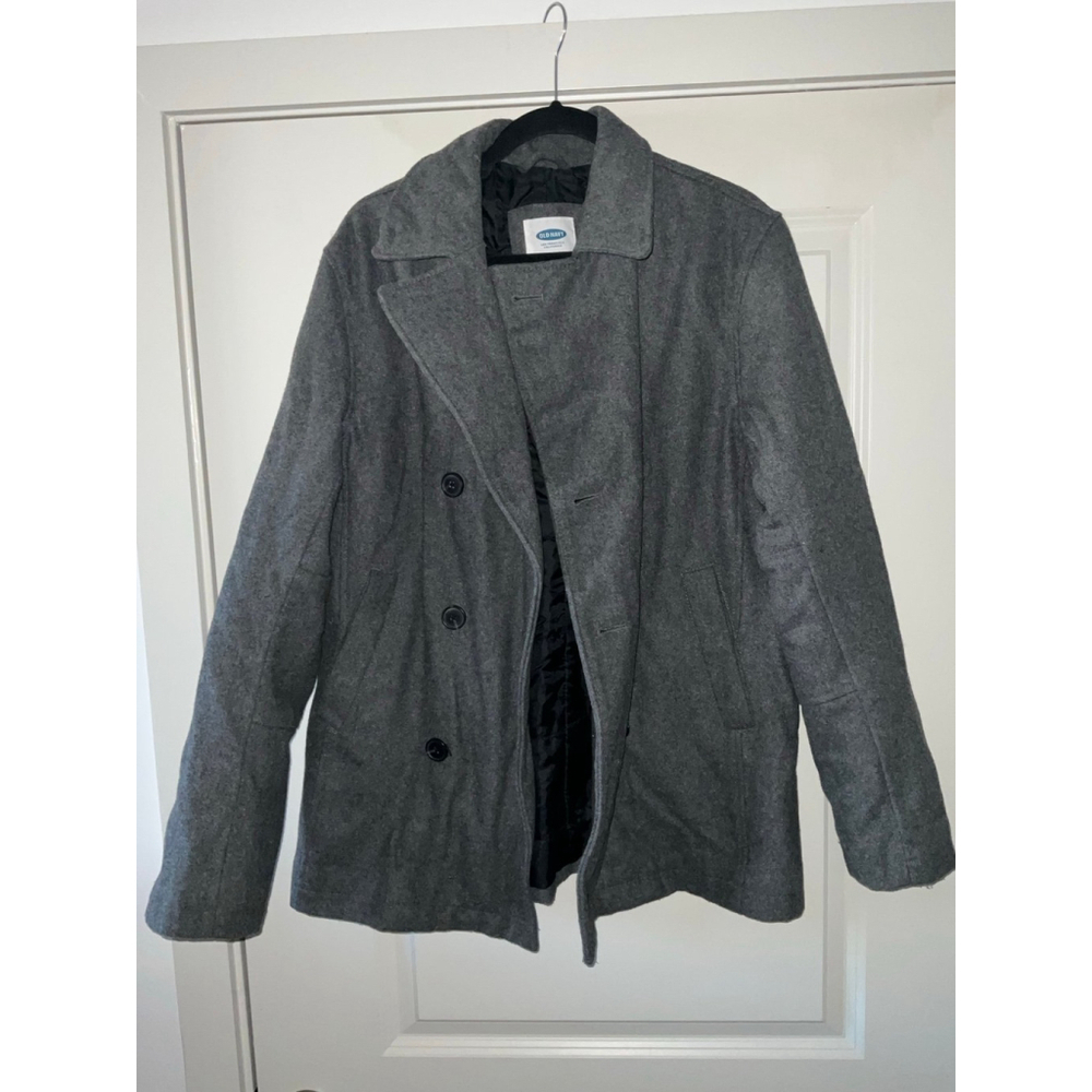 Old Navy women's gray wool blend double-breasted peacoat jacket